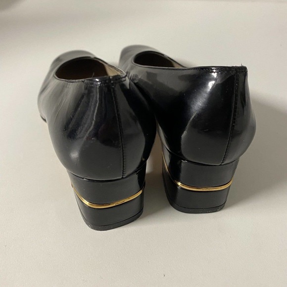 Salvatore Ferragamo Pump Patent Leather Black Block Heel 5 B Vintage Cla… - Picture 6 of 10